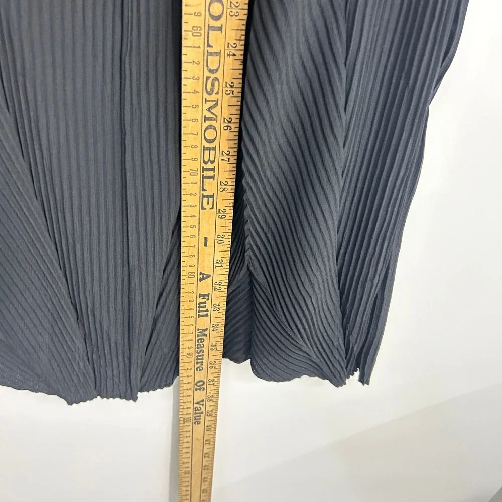 Babette Pleated Pull On Maxi Skirt Large Black Elastic Waist Lagenlook Artsy